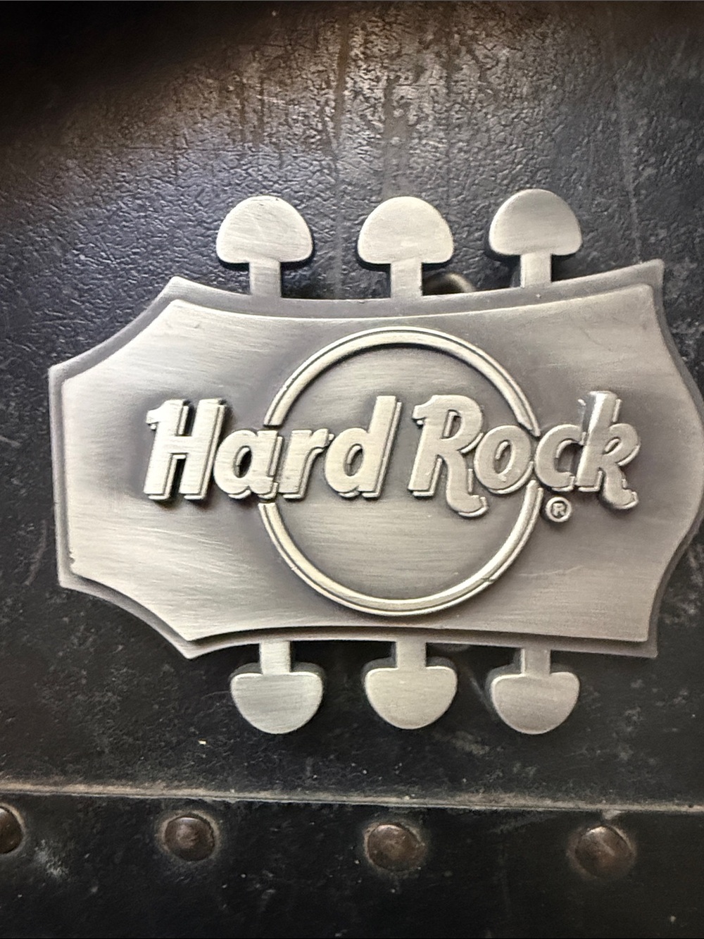 Hard Rock Cafe Silver Metallic Guitar Belt Buckle